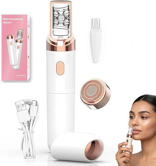Pro 3.0 Women Face Epilator - Pluxyepli 2-in-1 Gentle Root Removal for Coarse & Fine Hair,2026 New Upgrades Rechargeable Shaver Electric Depiladora for Face/Legs/Bikini Smooth Skin (White)