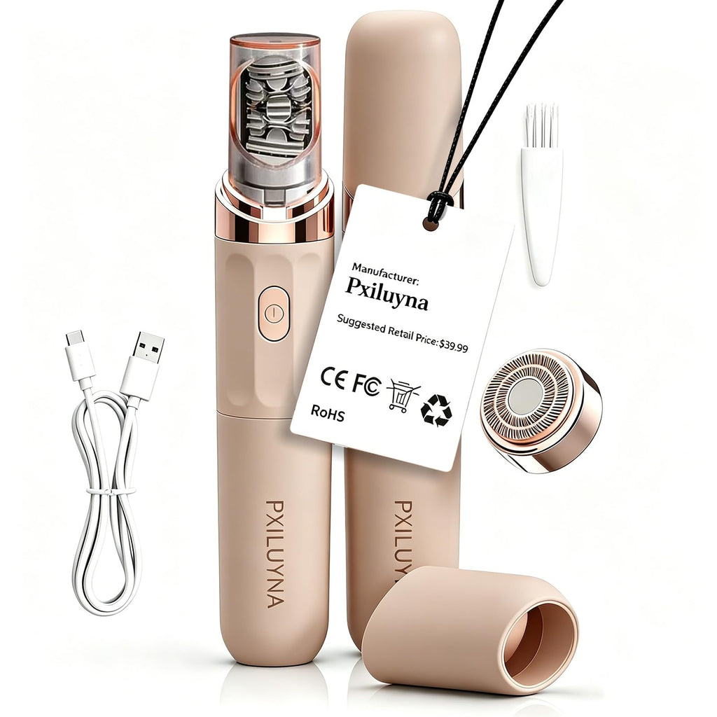Pro 3.0 Women Face Epilator - PluxyEpil 2-in-1 Gentle Root Removal for Coarse & Fine Hair,2026 New Upgrades Rechargeable Shaver Electric Depiladora for Face/Legs/Bikini Smooth Skin (White)