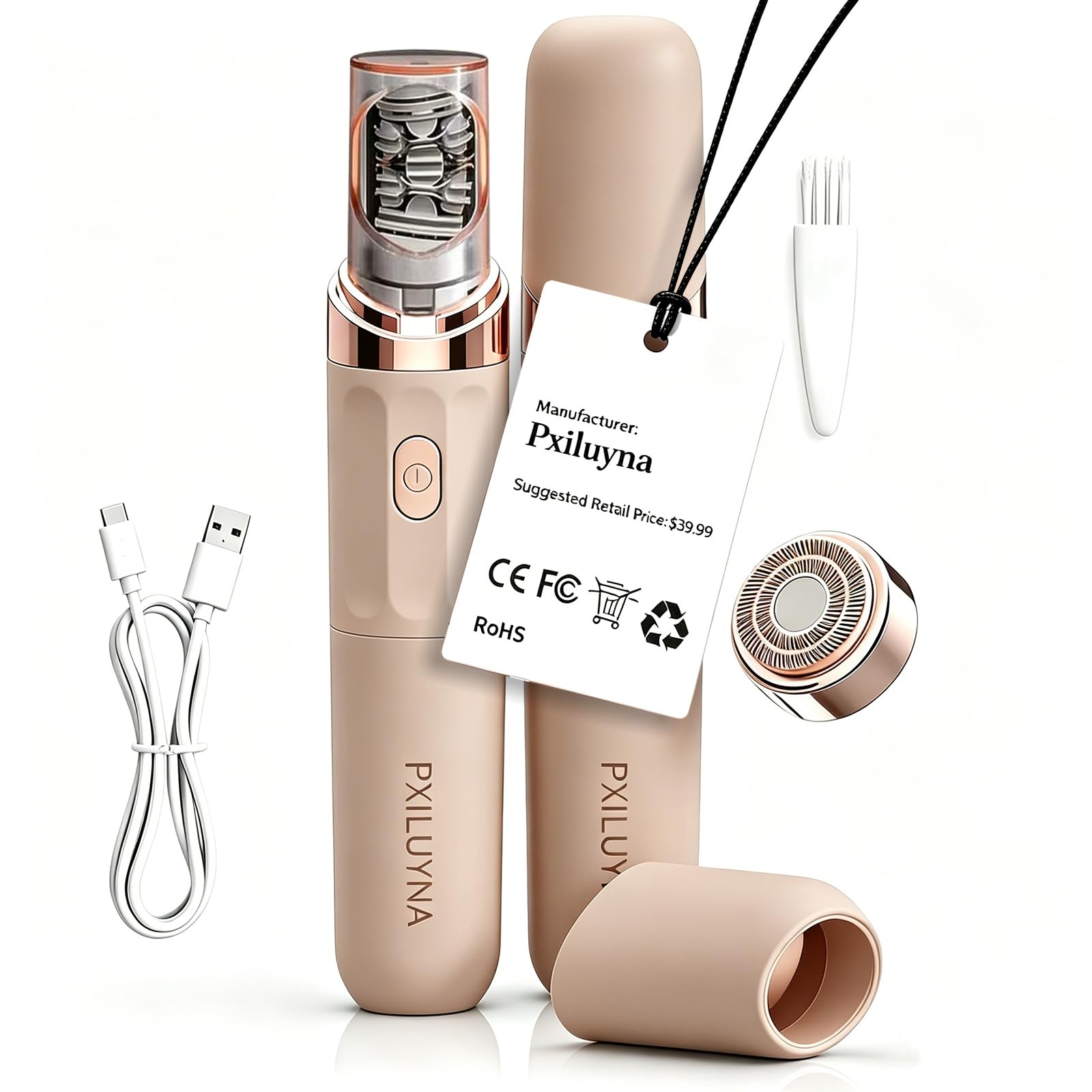 Pro 3.0 Women Face Epilator - PluxyEpil 2-in-1 Gentle Root Removal for Coarse & Fine Hair,2026 New Upgrades Rechargeable Shaver Electric Depiladora for Face/Legs/Bikini Smooth Skin (White)
