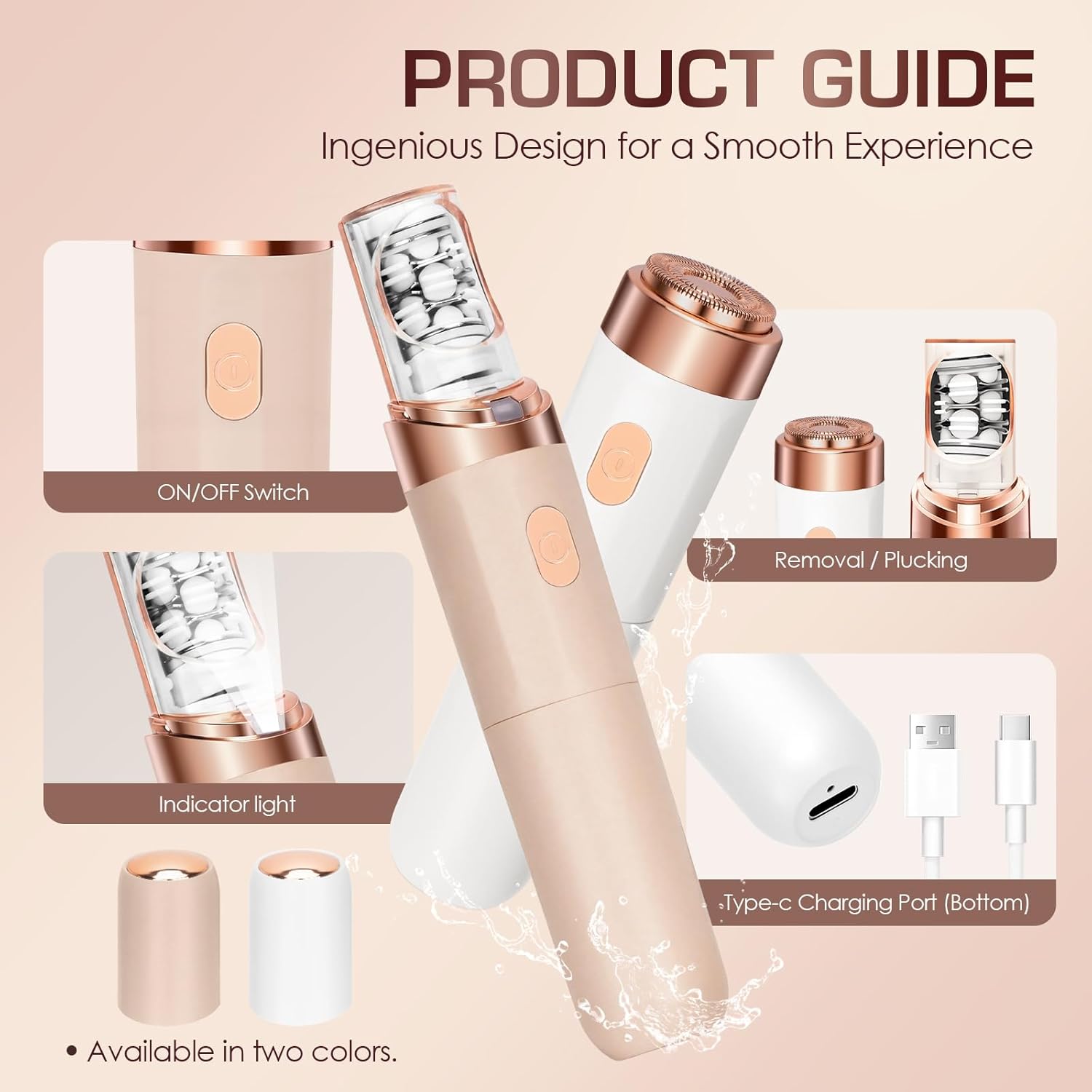 Pxiluyna Epilator,Facial Hair Removal for Women,PluxyEpil 2-in-1 Gentle Root Removal for Coarse & Fine Hair,2026 New Upgrades Rechargeable Shaver Electric Depiladora for Face/Legs/Bikini Smooth Skin